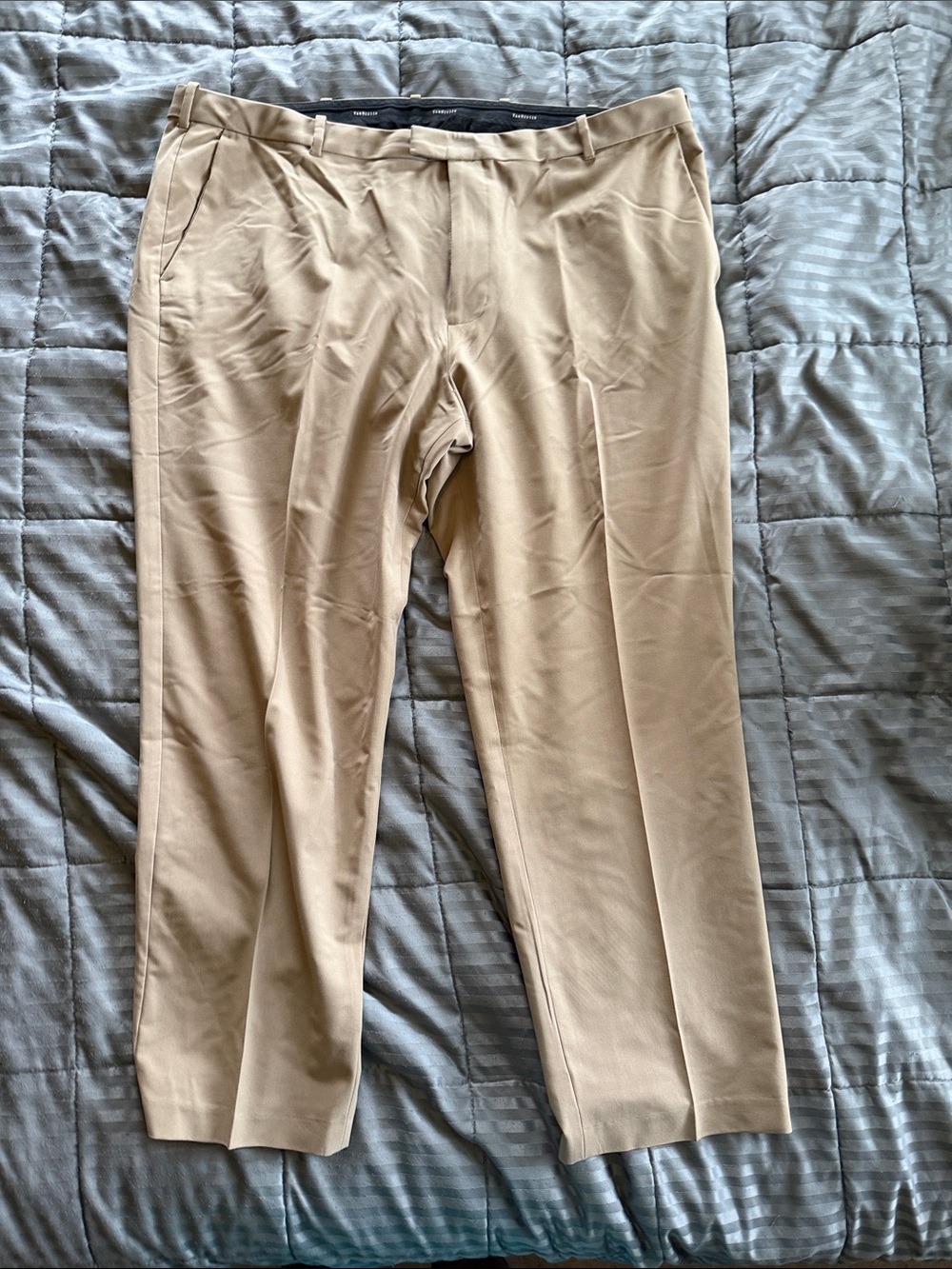 Van Heusen Men’s Khaki Dress Pants - Flat Front